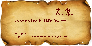 Kosztolnik Nándor névjegykártya